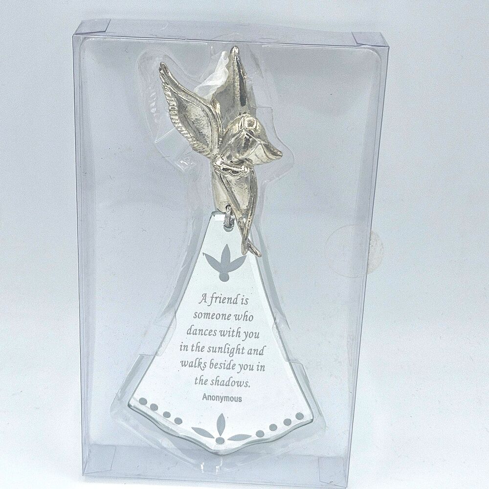 ​Pewter Angel Mirror Ornament Suncatcher A Friend Is Someone Who Dances Quote